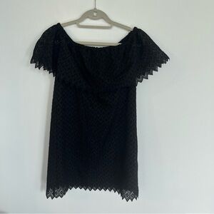 Kensie Eyelet Off The Shoulder Shift Dress Black Small